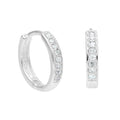 Boucles d'oreilles créoles en argent sterling avec pavé de zircones cubiques aigue-marine de 15 mm