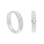 Boucles d'oreilles créoles en argent sterling avec pavé de zircones cubiques aigue-marine de 15 mm