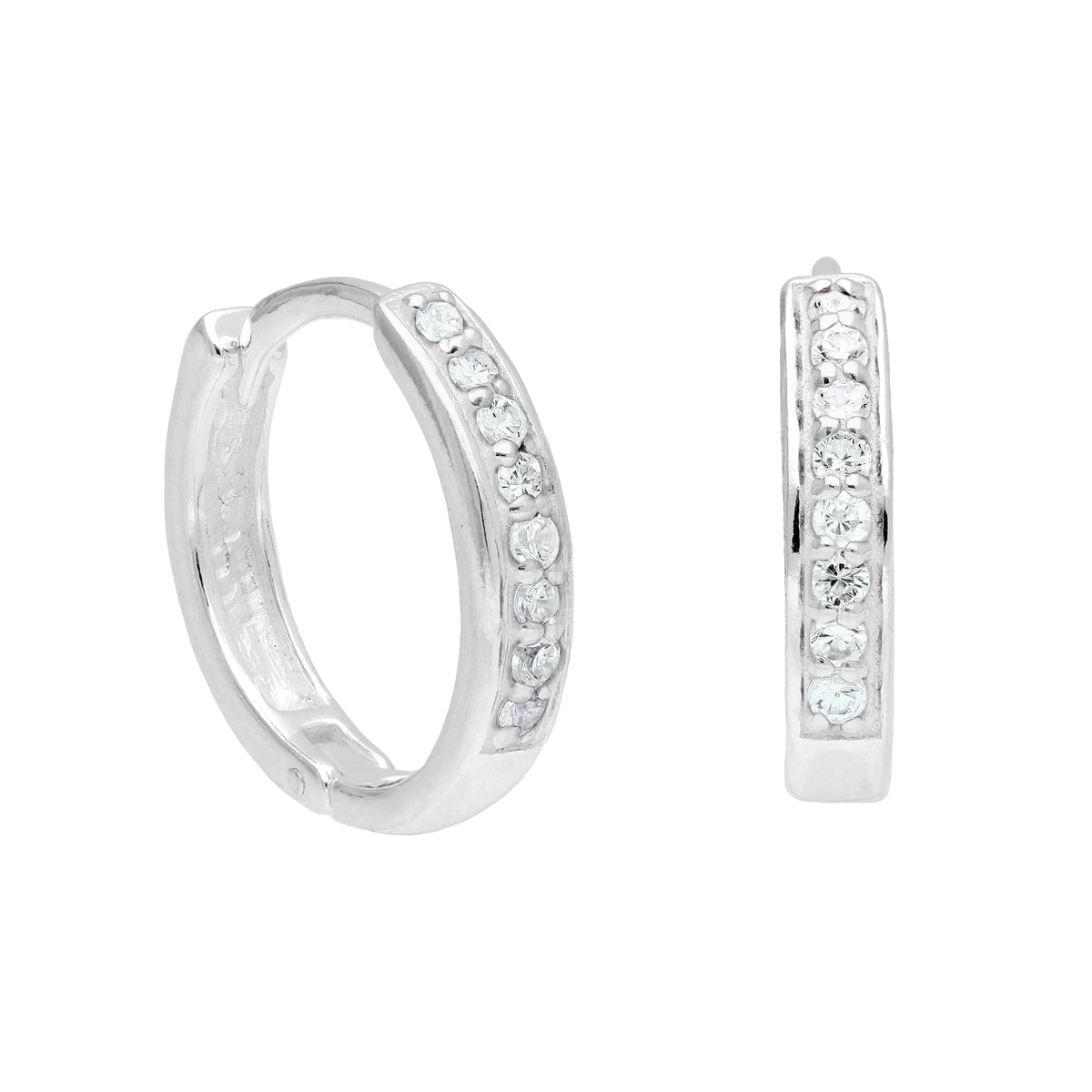 Boucles d'oreilles créoles en argent sterling avec pavé de zircones cubiques aigue-marine de 15 mm
