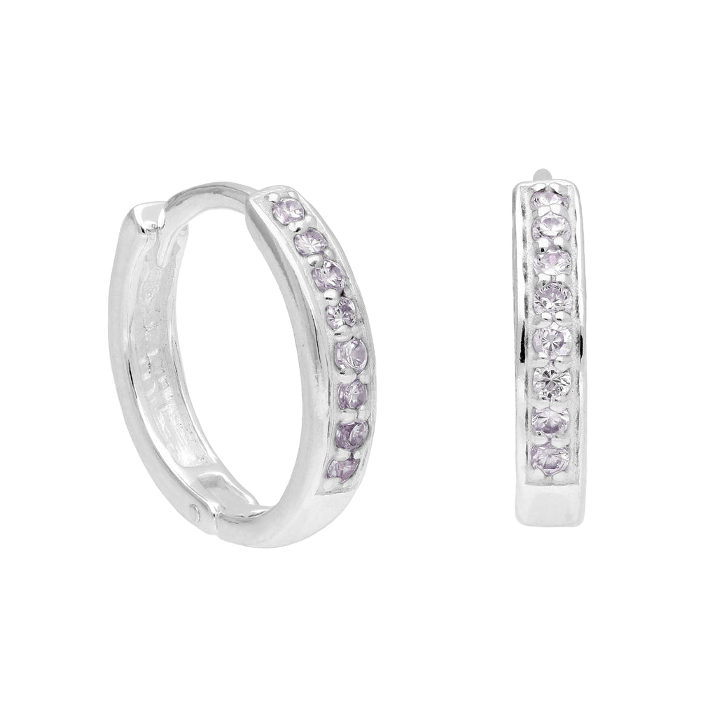 Boucles d'oreilles créoles en argent sterling avec pavé d'alexandrite et zircone cubique de 15 mm