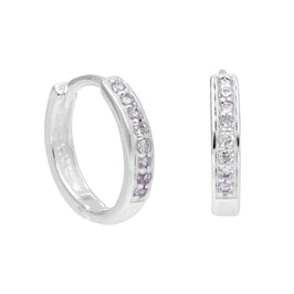Boucles d'oreilles créoles en argent sterling avec pavé d'alexandrite et zircone cubique de 15 mm