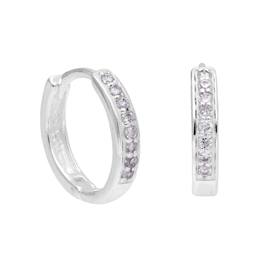 Boucles d'oreilles créoles en argent sterling avec pavé d'alexandrite et zircone cubique de 15 mm