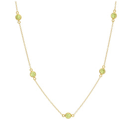 Collier en argent sterling plaqué or avec pierres de naissance en zircone cubique multi-péridot