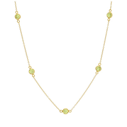 Collier en argent sterling plaqué or avec pierres de naissance en zircone cubique multi-péridot