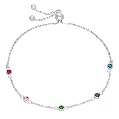 Bracelet réglable en argent sterling avec plusieurs zircons cubiques arc-en-ciel