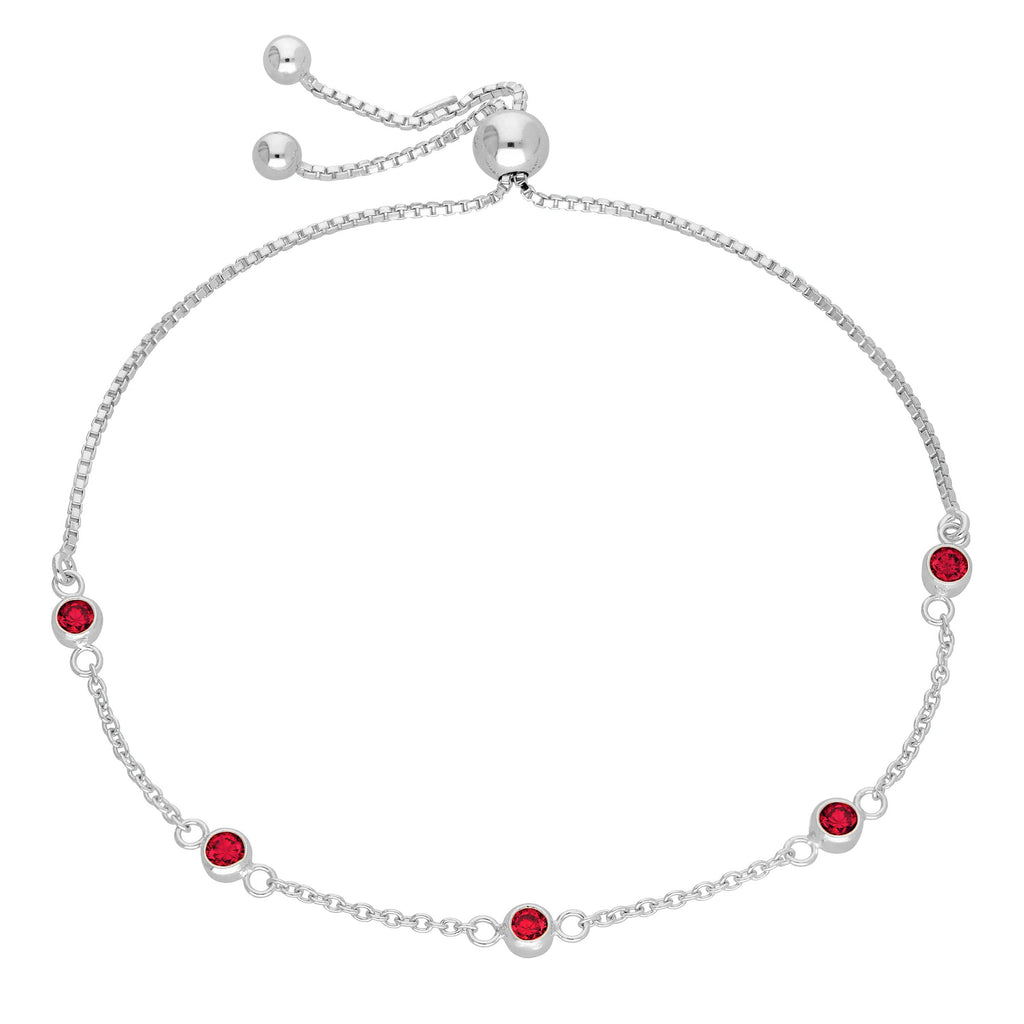 Bracelet réglable en argent sterling avec plusieurs grenats et zircones cubiques