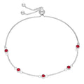 Bracelet réglable en argent sterling avec plusieurs grenats et zircones cubiques