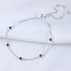 Bracelet réglable en argent sterling avec plusieurs grenats et zircones cubiques
