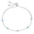 Bracelet réglable en argent sterling avec plusieurs aigue-marines et zircones cubiques