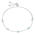 Bracelet réglable en argent sterling avec plusieurs aigue-marines et zircones cubiques
