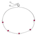 Bracelet réglable en argent sterling avec plusieurs rubis et zircones cubiques