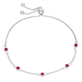 Bracelet réglable en argent sterling avec plusieurs rubis et zircones cubiques