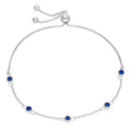 Bracelet réglable en argent sterling avec plusieurs saphirs et zircones cubiques