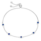 Bracelet réglable en argent sterling avec plusieurs saphirs et zircones cubiques