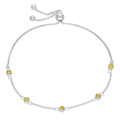 Bracelet réglable en argent sterling avec plusieurs citrines et zircones cubiques
