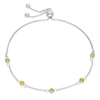 Bracelet réglable en argent sterling avec plusieurs citrines et zircones cubiques