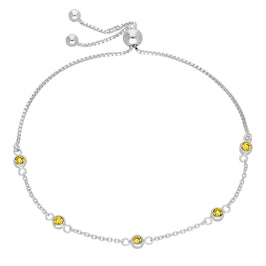 Bracelet réglable en argent sterling avec plusieurs citrines et zircones cubiques