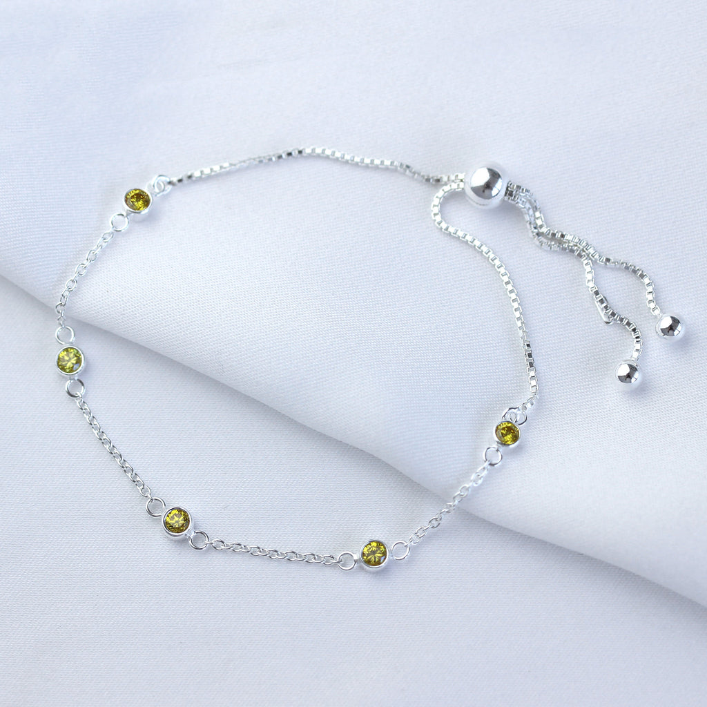 Bracelet réglable en argent sterling avec plusieurs citrines et zircones cubiques