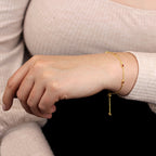 Bracelet réglable en argent sterling plaqué or avec rubis et zircones cubiques