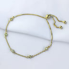 Bracelet réglable en argent sterling plaqué or avec péridot et zircone cubique