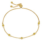 Bracelet réglable en argent sterling plaqué or avec citrine et zircone cubique