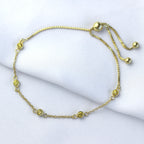 Bracelet réglable en argent sterling plaqué or avec citrine et zircone cubique
