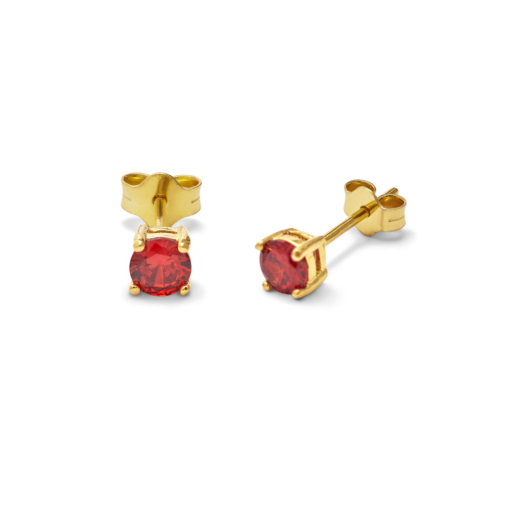 Boucles d'oreilles à tige en argent sterling plaqué or avec grenat et zircone cubique de 4 mm