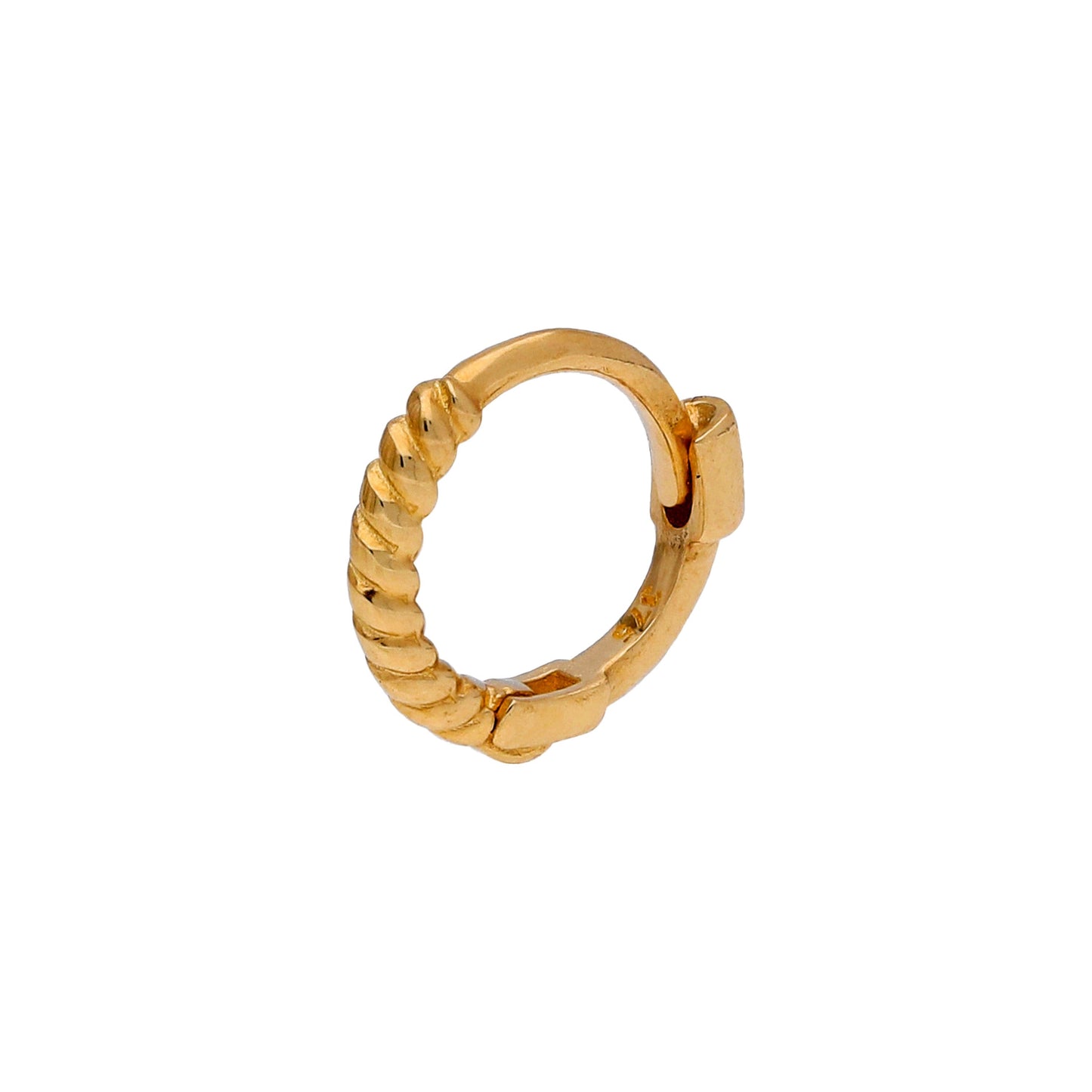 Piercing hélix minuscule torsadé en or 9 carats, créole de 7 mm, calibre 26