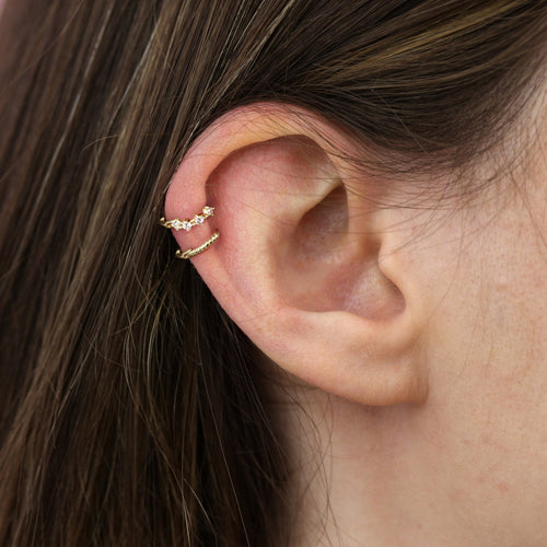Piercing hélix minuscule torsadé en or 9 carats, créole de 7 mm, calibre 26