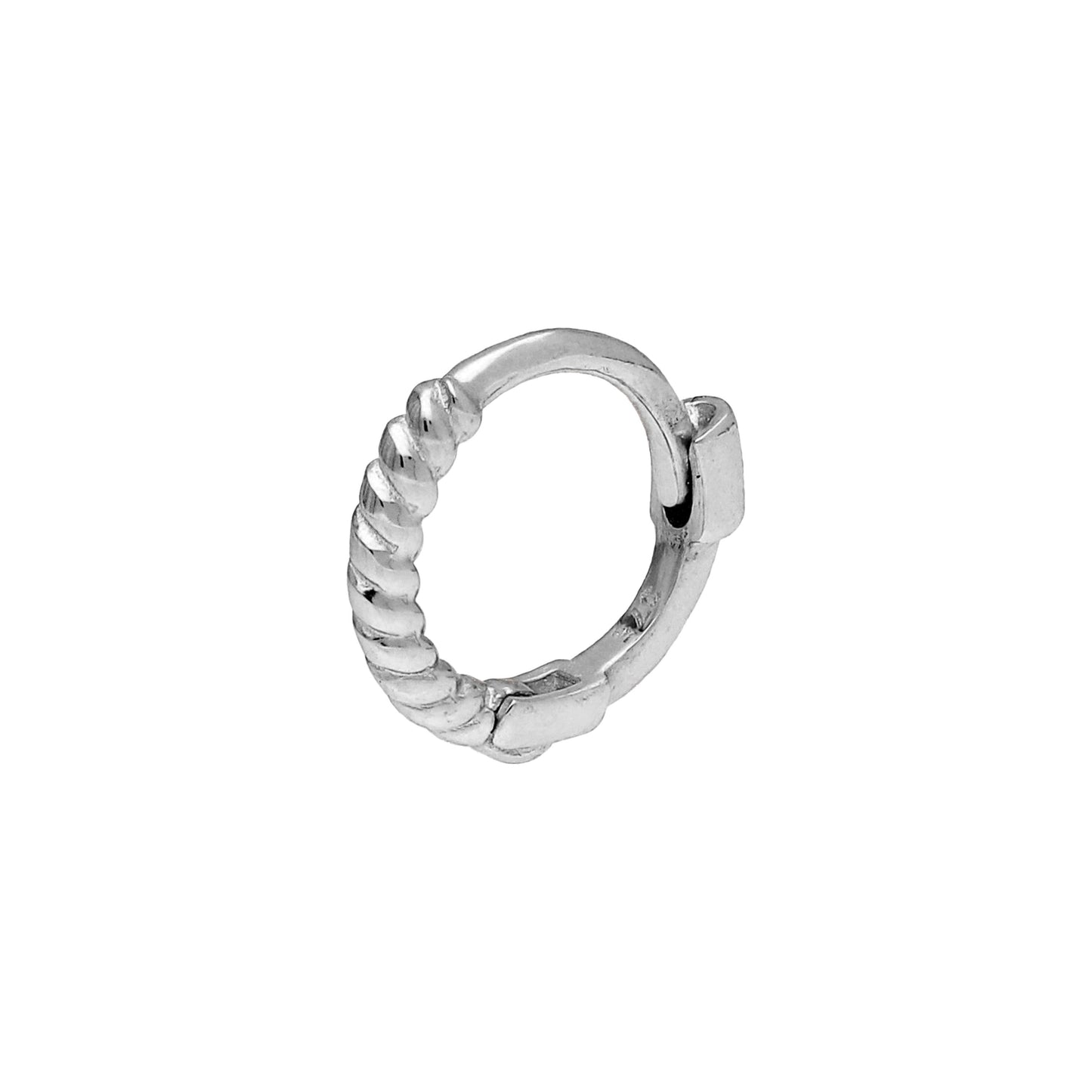 Piercing créole hélix en or blanc 9 carats, petit anneau torsadé de 7 mm, calibre 26