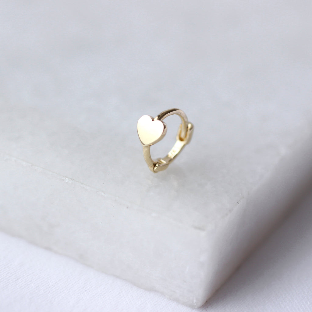 Piercing créole en or 9 carats en forme de petit cœur de 7 mm, calibre 26