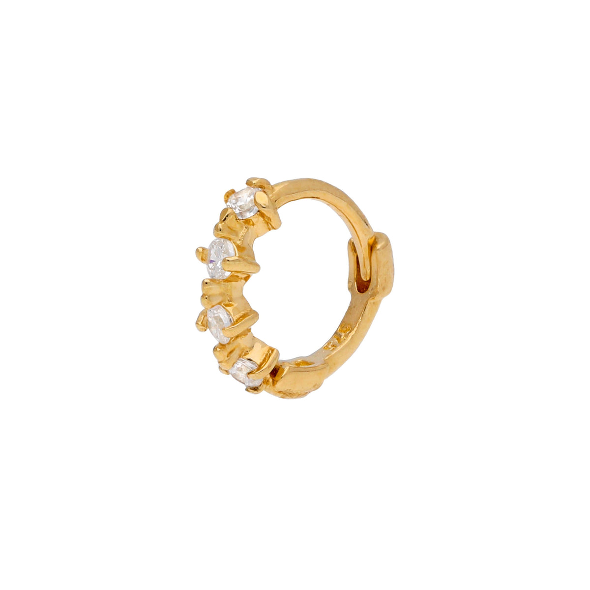 Piercing créole hélix 7 mm en or 9 carats avec petites griffes serties d'oxydes de zirconium, calibre 26
