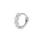 Piercing créole hélix en or blanc 9 carats avec petites griffes serties d'oxydes de zirconium, calibre 26, 7 mm