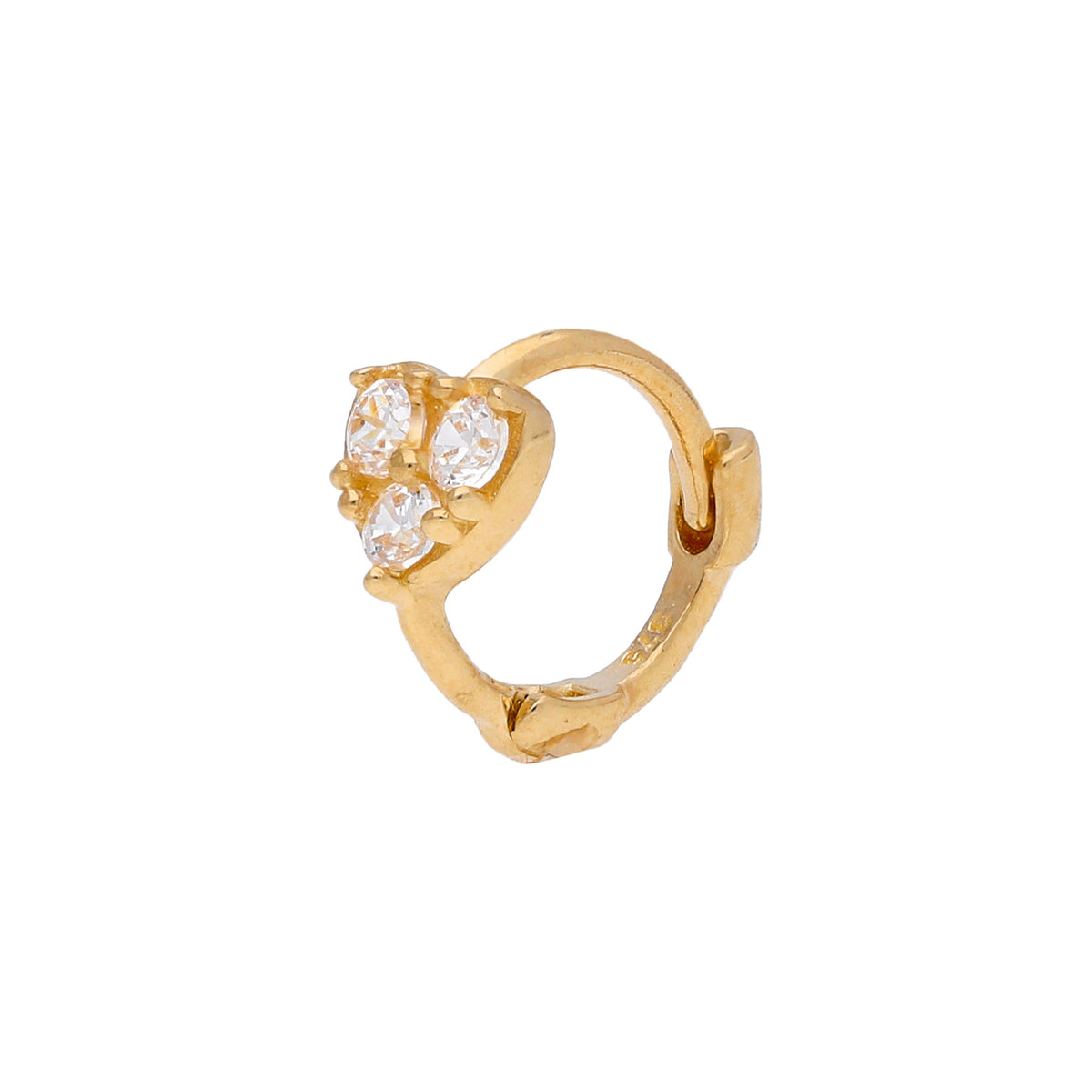 Piercing créole hélix en or 9 carats avec petit cœur en zircone cubique de 7 mm, calibre 26
