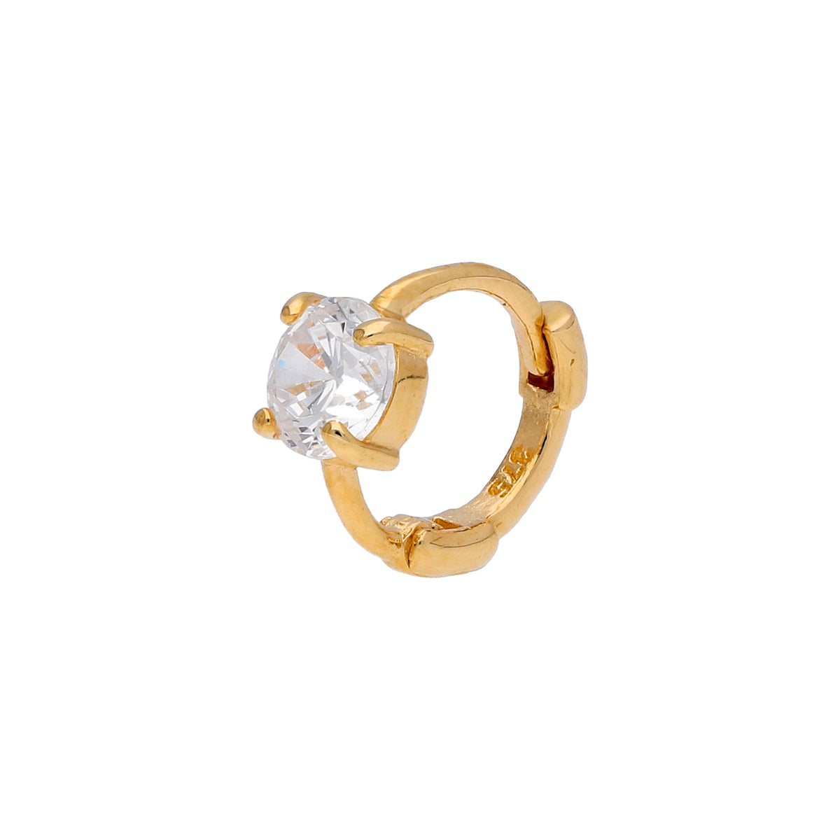 Piercing hélix rond minuscule en or 9 carats avec zircones cubiques de 3,5 mm et créole de 7 mm, calibre 26