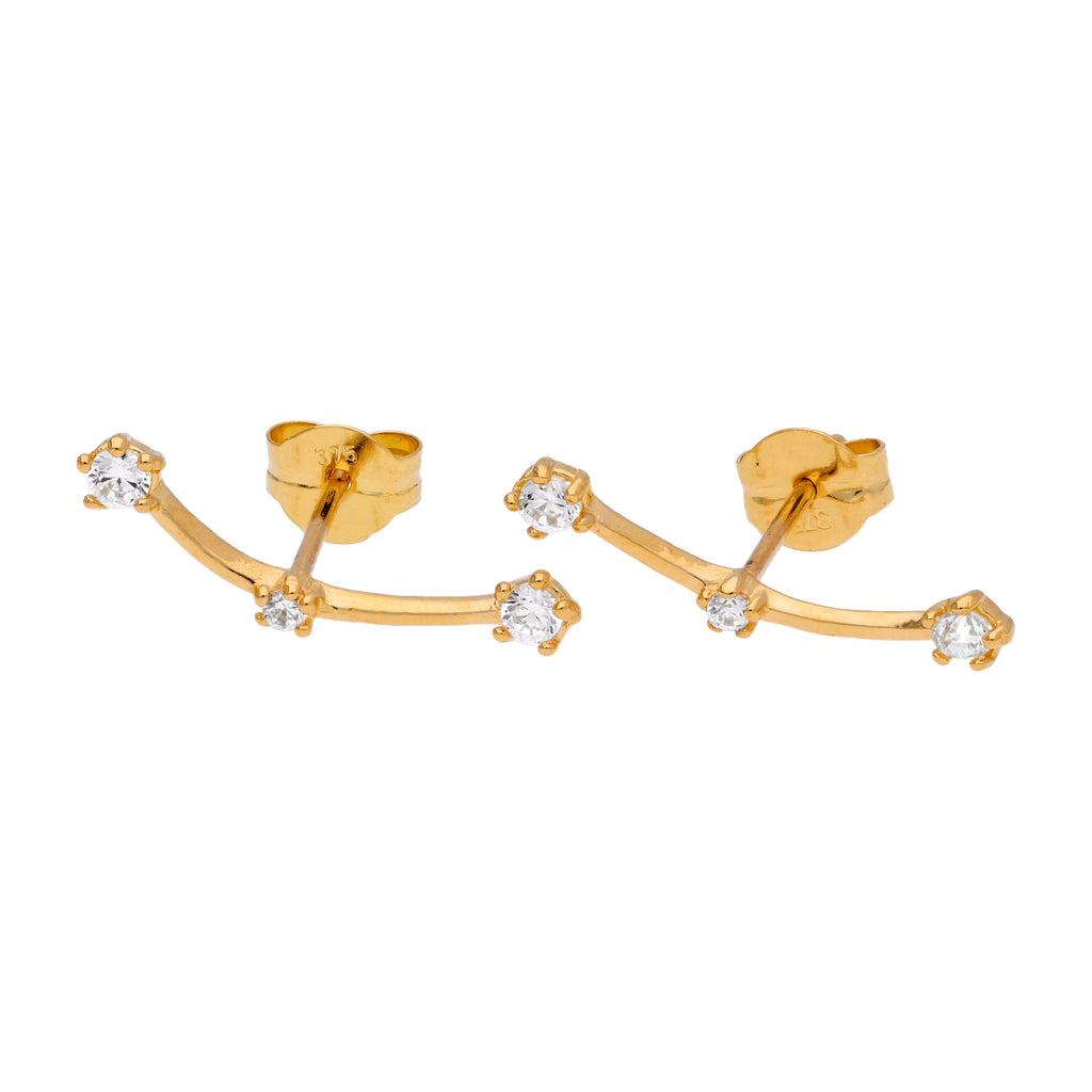 Boucles d'oreilles grimpantes à triple zircone cubique en or 9 carats