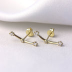 Boucles d'oreilles grimpantes à triple zircone cubique en or 9 carats