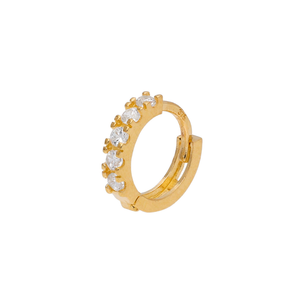 Piercing créole hélix en or 9 carats avec minuscule pavé de zircones cubiques de 8 mm, calibre 26