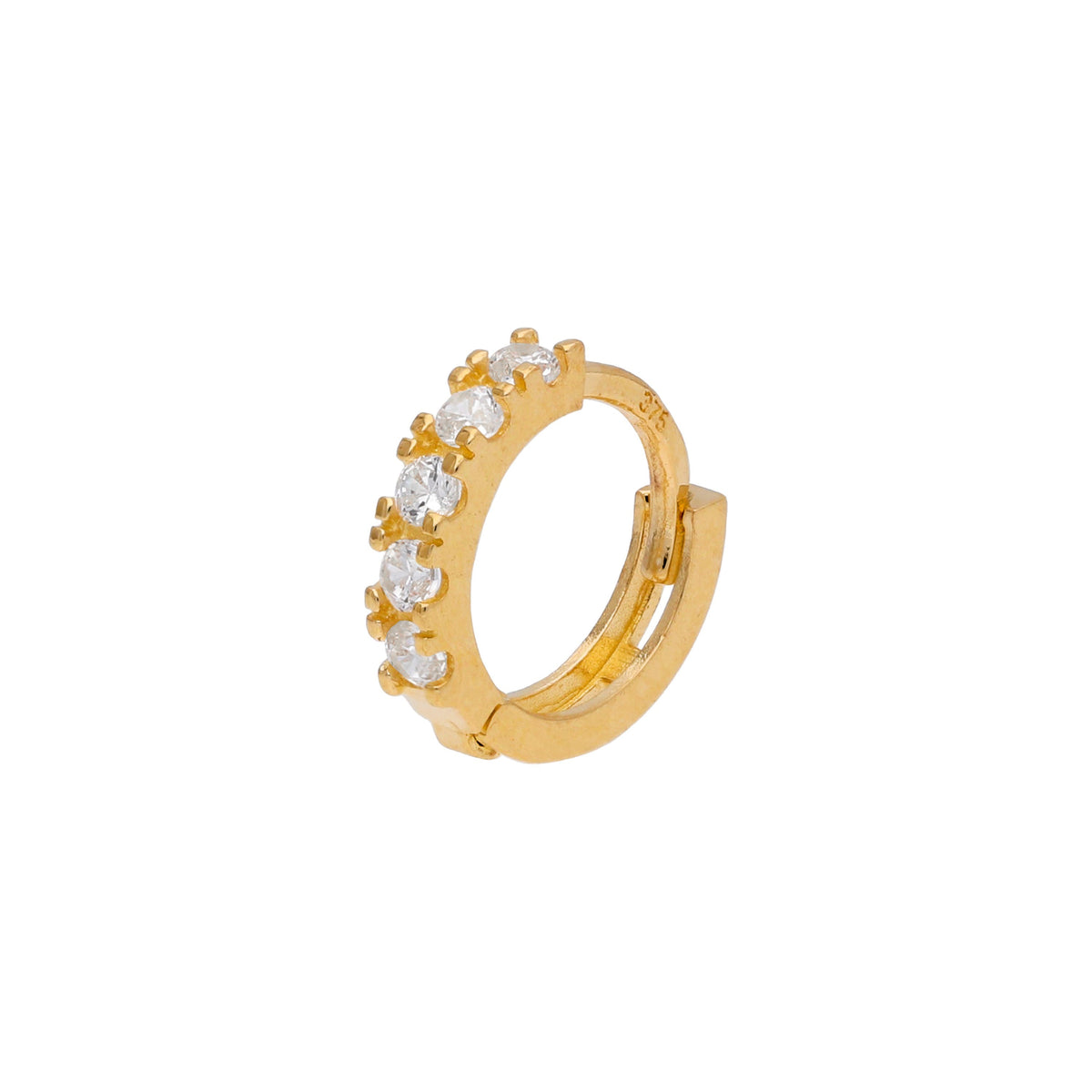 Piercing créole hélix en or 9 carats avec minuscule pavé de zircones cubiques de 8 mm, calibre 26