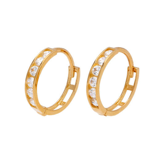Boucles d'oreilles créoles Huggie de 12 mm en or 9 carats serties de zircones cubiques