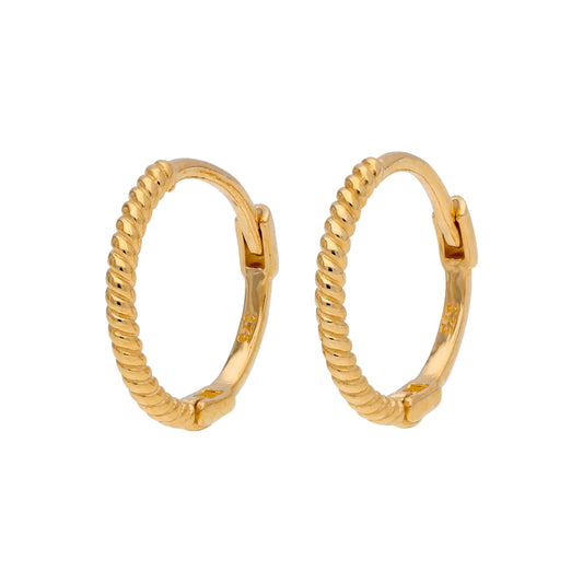 Petites boucles d'oreilles créoles torsadées en or 9 carats de 11 mm