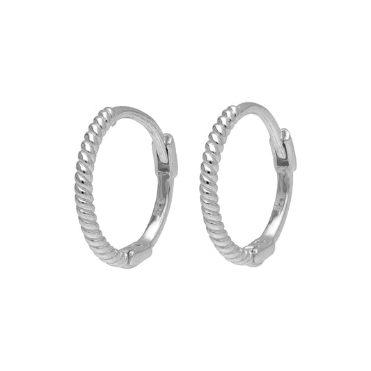 Boucles d'oreilles créoles torsadées en or blanc 9 carats de 11 mm