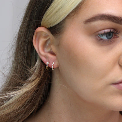 Boucles d'oreilles créoles en or 9 carats serties de griffes et zircones cubiques de 12 mm