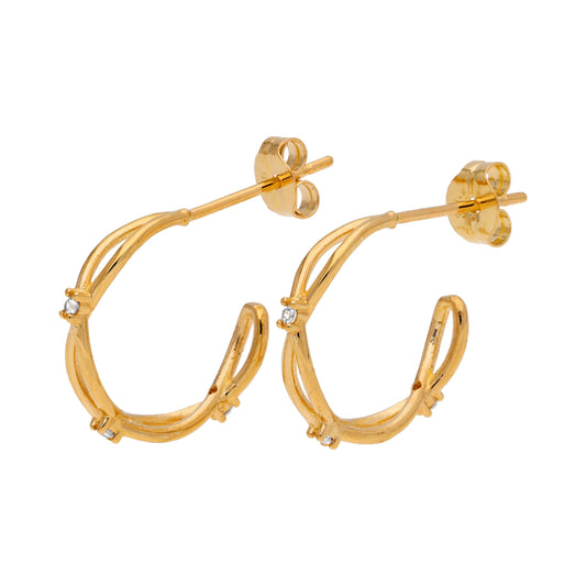 Boucles d'oreilles créoles ouvertes en or 9 carats avec zircones cubiques de 12 mm