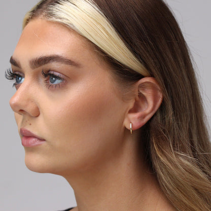 Boucles d'oreilles créoles en or 9 carats avec 4 zircones cubiques ronds de 12 mm