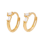 Boucles d'oreilles créoles en or 9 carats avec double zircone cubique de 12 mm