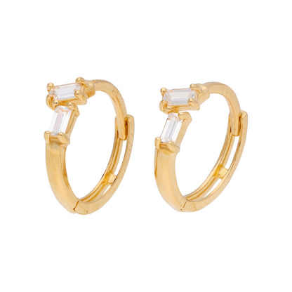 Boucles d'oreilles créoles en or 9 carats avec double zircone cubique de 12 mm
