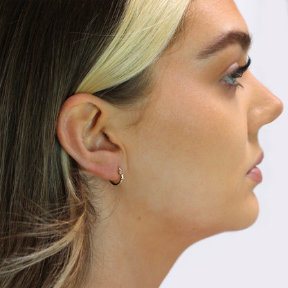 Boucles d'oreilles créoles en or 9 carats avec double zircone cubique de 12 mm