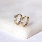 Boucles d'oreilles créoles en or 9 carats avec double zircone cubique de 12 mm
