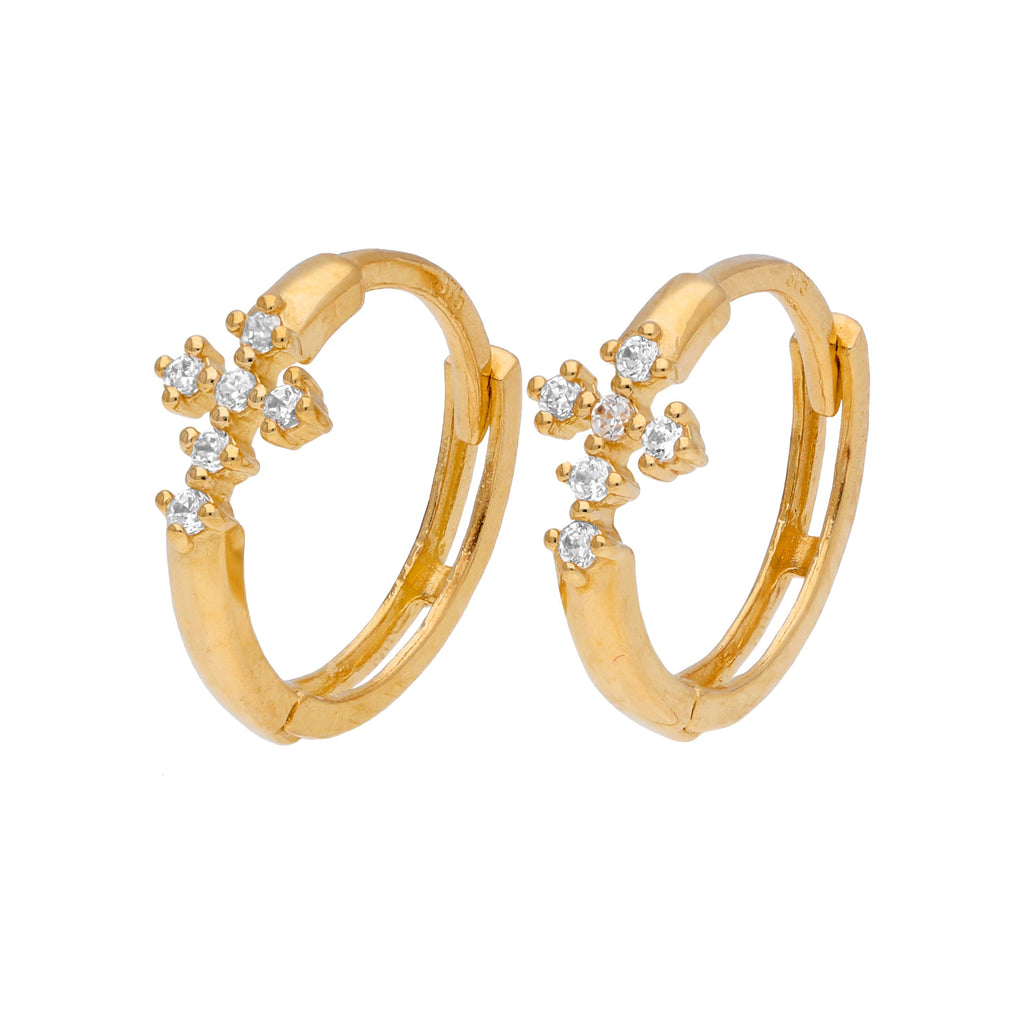 Boucles d'oreilles créoles en or 9 carats avec croix en zircone cubique de 12 mm